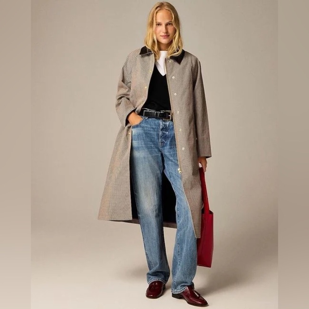 J. Crew long barn jacket plaid